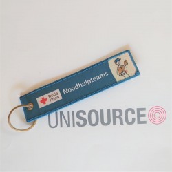 Geweven keychain, tweezijdig met uw eigen tekst of logo