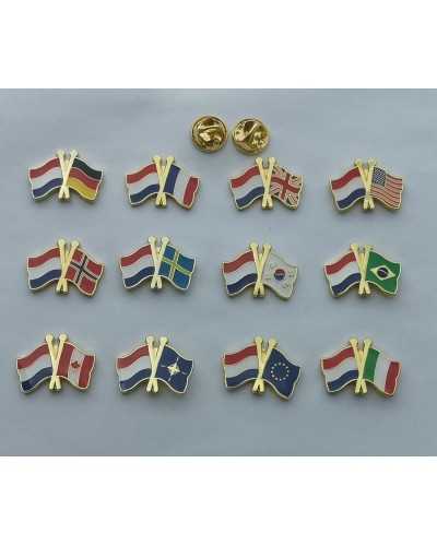 Country flags pins and badges