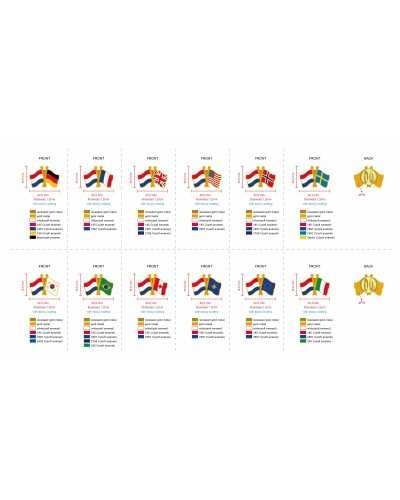 Country flags pins and badges