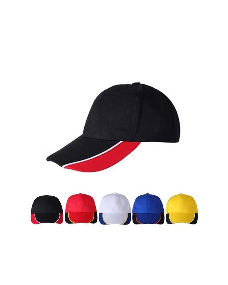 Baseball caps, 6 panels, drie kleuren combinatie Baseball caps, 6 panels, drie kleuren combinatie